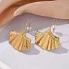 Ion Plating(IP) 304 Stainless Steel Ginkgo Leaf Dangle Earrings for Women EJEW-K243-03G-1