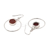 Natural Carnelian Flat Round Dangle Earrings EJEW-Z024-11B-P-2