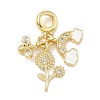 Brass Micro Pave Clear Cubic Zirconia European Dangle Charms LS-KK-K368-36G-1