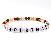 Christmas Glass & Acrylic Beads Stretch Bracelets QX4351-1-1