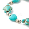 Heart & Tortoise Synthetic Turquoise(Dyed) Beaded Bracelet BJEW-JB07302-02-4