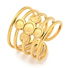 Ion Plating(IP) 304 Stainless Steel Cross Wide Open Cuff Ring Components RJEW-A043-06G-1