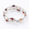 4-Loops Natural Striped Agate/Banded Agate(Dyed) Wrap Bracelets BJEW-JB03356-2