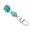 Synthetic Turquoise Beaded Round & Sea Turtle Pendant Decorations HJEW-JM03101-02-4