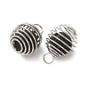 Iron Spiral Cage Natural Lava Rock Pendants PALLOY-JF05552-2