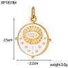 Flat Round with Eye Charms 304 Stainless Steel Enamel Pendants STAS-OY004-12G-2