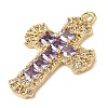 Brass Micro Pave Cubic Zirconia Pendants KK-P342-15G-3