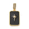 Rack Plating Brass Micro Pave Clear Cubic Zirconia North Star European Dangle Charms KK-U035-17G-03-1