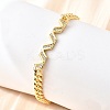 Brass Micro Pave Clear Cubic Zirconia Link Bracelets BJEW-F498-03A-G-1