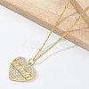 Brass Micro Pave Clear Cubic Zirconia Hollow Star Heart Pendant Necklaces for Women NJEW-M088-01G-02-5