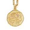 Brass Clear Cubic Zirconia Curb Chain Constellation Pendant Medal Necklaces for Women LS-NJEW-U010-01G-04-1