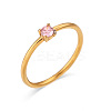 Flat Round 304 Stainless Steel Micro Pave Cubic Zirconia Finger Rings FS-WG2DA17-48-1