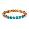 Natural Wood Round Beads Stretch Bracelets Sets BJEW-JB07347-4