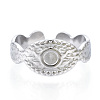 Non-Tarnish 304 Stainless Steel Evil Eye Open Cuff Ring for Women RJEW-N040-27-2