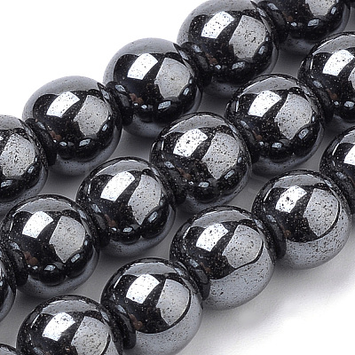 Non-magnetic Synthetic Hematite Beads Strands G-S259-44-4mm-1