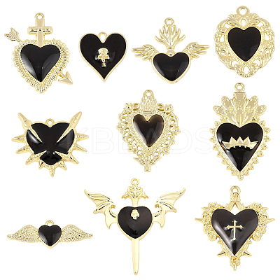 20Pcs 10 Styles Alloy Enamel Gothic Style Pendants PALLOY-SC0004-45C-1