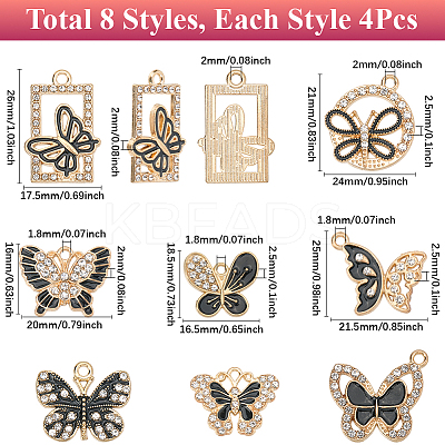 32Pcs 8 Styles Alloy Enamel Pendants ALRI-SC0001-52-1