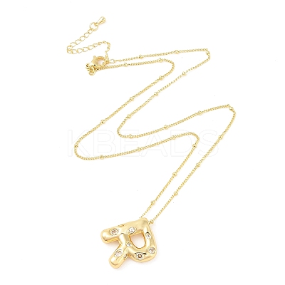 Brass Micro Pave Clear Cubic Zirconia Pendant Necklaces NJEW-Z038-01G-R-1