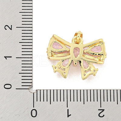Bowknot Charm Rack Plating Brass Cubic Zirconia Pendants KK-M291-15G-1