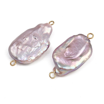Natural Freshwater Pearl Keshi Pearl Nuggets Connector Charms STAS-D378-14G-1
