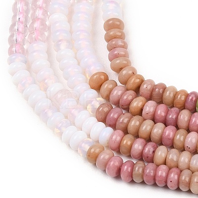Opalite & Watermelon Stone Glass & Natural Chinese Southern Jade & Quartz Crystal & Rhodonite Beads Strands G-Z135-C01-2x4mm-1