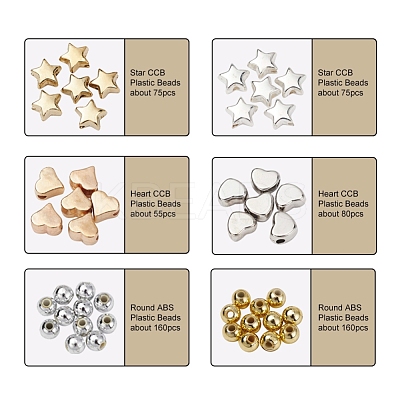 DIY Heart & Star Beads Bracelet Making Kit DIY-YW0004-30-1