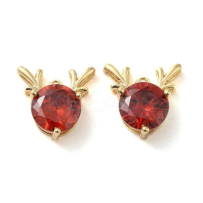 Brass with Glass Rhinestone Charms KK-H455-37G-1