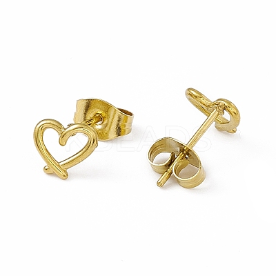 PVD Vacuum Plating 304 Stainless Steel Hollow Out Heart Stud Earrings for Women EJEW-P212-12G-1