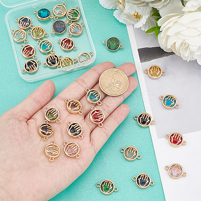32Pcs 7 colors Glass Connector Charms GLAA-AR0001-29-1
