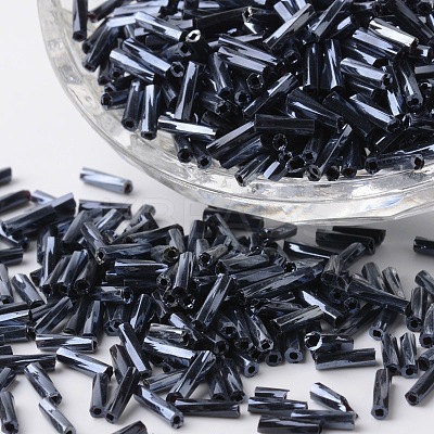 Opaque Colours Pearl Luster Plated Glass Twist Bugle Beads SEED-K002-B01-1-1