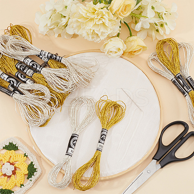 20 Skeins 2 Colors 12-Ply Metallic Polyester Embroidery Floss OCOR-GF0003-87A-1