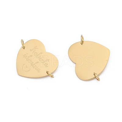 304 Stainless Steel Heart Connector Charms STAS-P396-03D-G-1