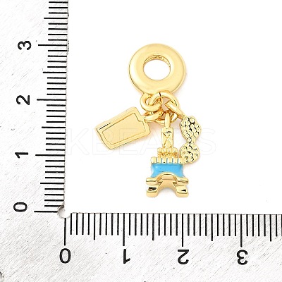 Brass Micro Pave Clear Cubic Zirconia European Dangle Charms KK-F904-03C-G-1