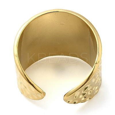 304 Stainless Steel Grooved Open Cuff Ring for Women RJEW-I098-25G-1