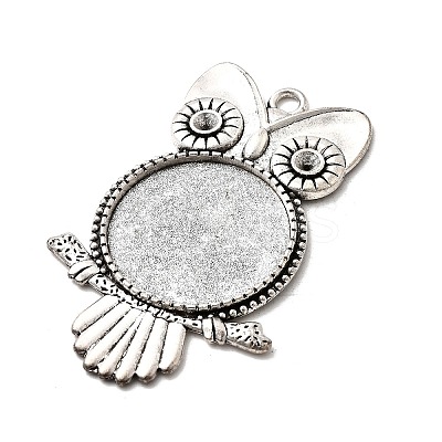 Owl Tibetan Style Alloy Big Pendant Rhinestone & Cabochon Settings LS-TIBE-S297-07AS-LF-1