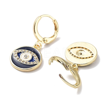 Evil Eye Real 18K Gold Plated Brass Dangle Leverback Earrings EJEW-L269-011G-02-1