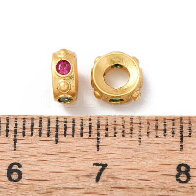 Brass Micro Pave Cubic Zirconia European Beads KK-A254-29G-1