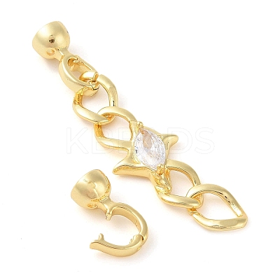 Rack Plating Brass Pave Clear Cubic Zirconia Fold Over Clasps KK-S384-16G-1