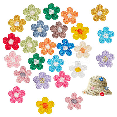 96Pcs 16 Colors Flower Computerized Embroidery Cloth Iron On Patches PATC-AR0001-17-1