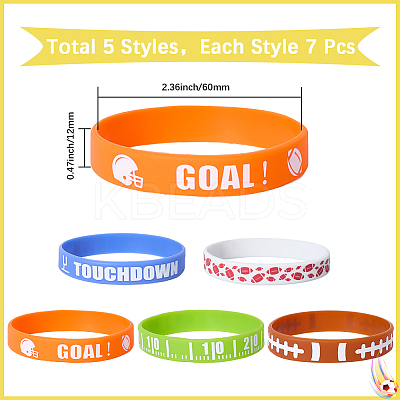 35Pcs 5 Colors Silicone Cord Bracelet Wristband BJEW-GF0001-31C-1