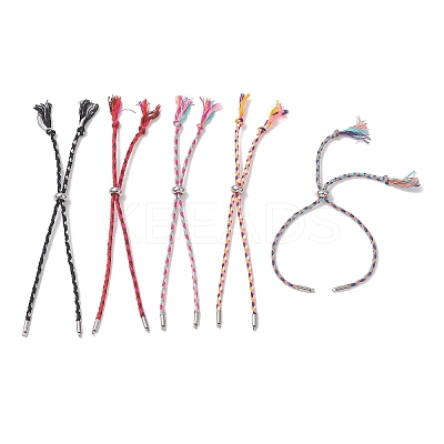 Macrame Cotton Cord Slider Bracelet Making AJEW-JB01536-02-1