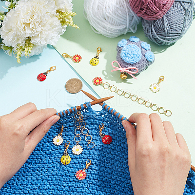 Locking Stitch Markers and Beaded Link Knitting Row Counter Chains HJEW-AB00546-1