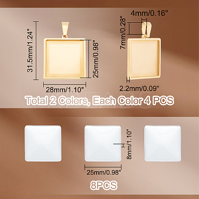 DIY Blank Square Pendant Making Kit DIY-UN0005-45-1
