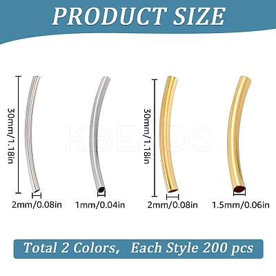 400Pcs 2 Colors Brass Tube Beads KK-SC0005-05-1