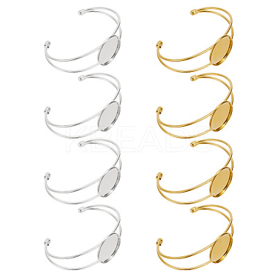 8Pcs 2 Colors Brass Cuff Bangle Making KK-AR0003-77-1