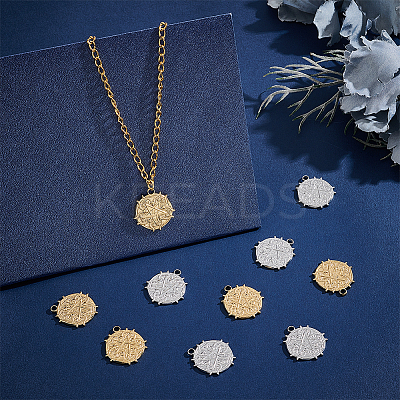 12Pcs 2 Colors Ion Plating(IP) 304 Stainless Steel Pendant STAS-UN0049-75-1