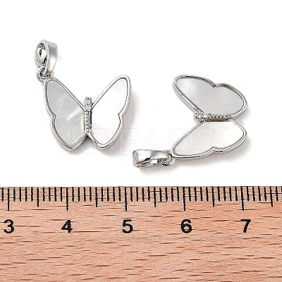 Double Butterfly Brass Micro Pave Clear Cubic Zirconia Pendants KK-B102-19P-1