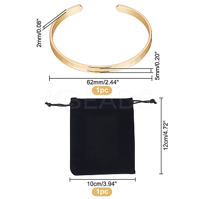 2Pcs Brass Grooved Open Cuff Bangles Set for Women BJEW-UN0001-31-1