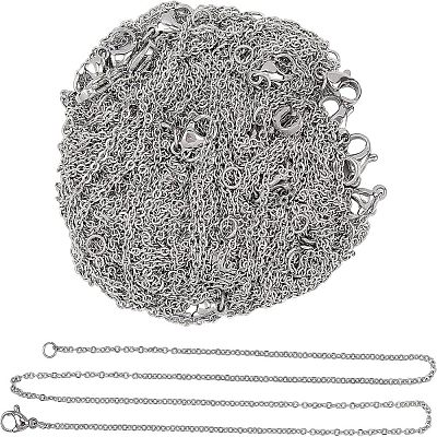 Trendy Unisex 304 Stainless Steel Cable Chain Necklaces STAS-UN0003-39P-1