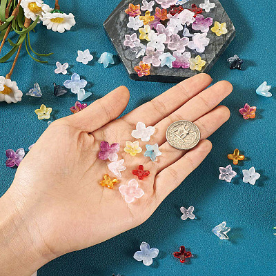 160Pcs 16 Styles Transparent Glass Beads Caps GLAA-TA0002-35-1